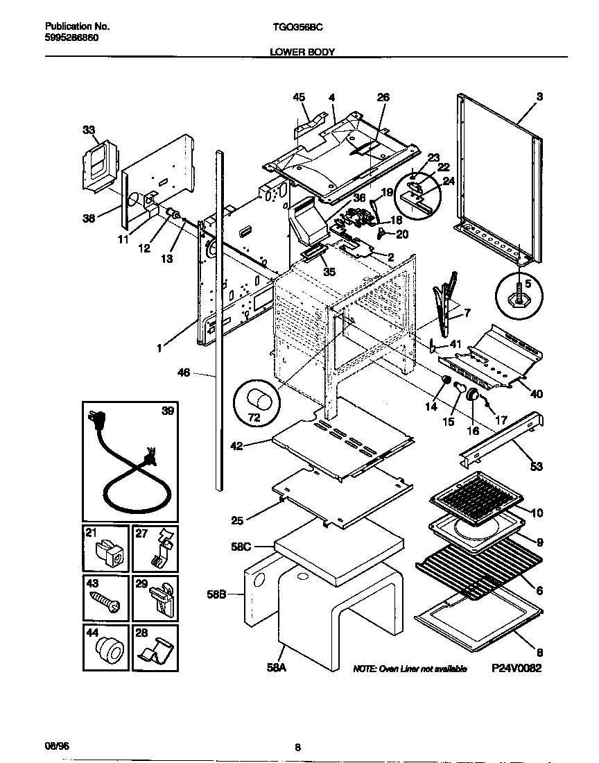 Tappan TGO356BCWC lower body diagram