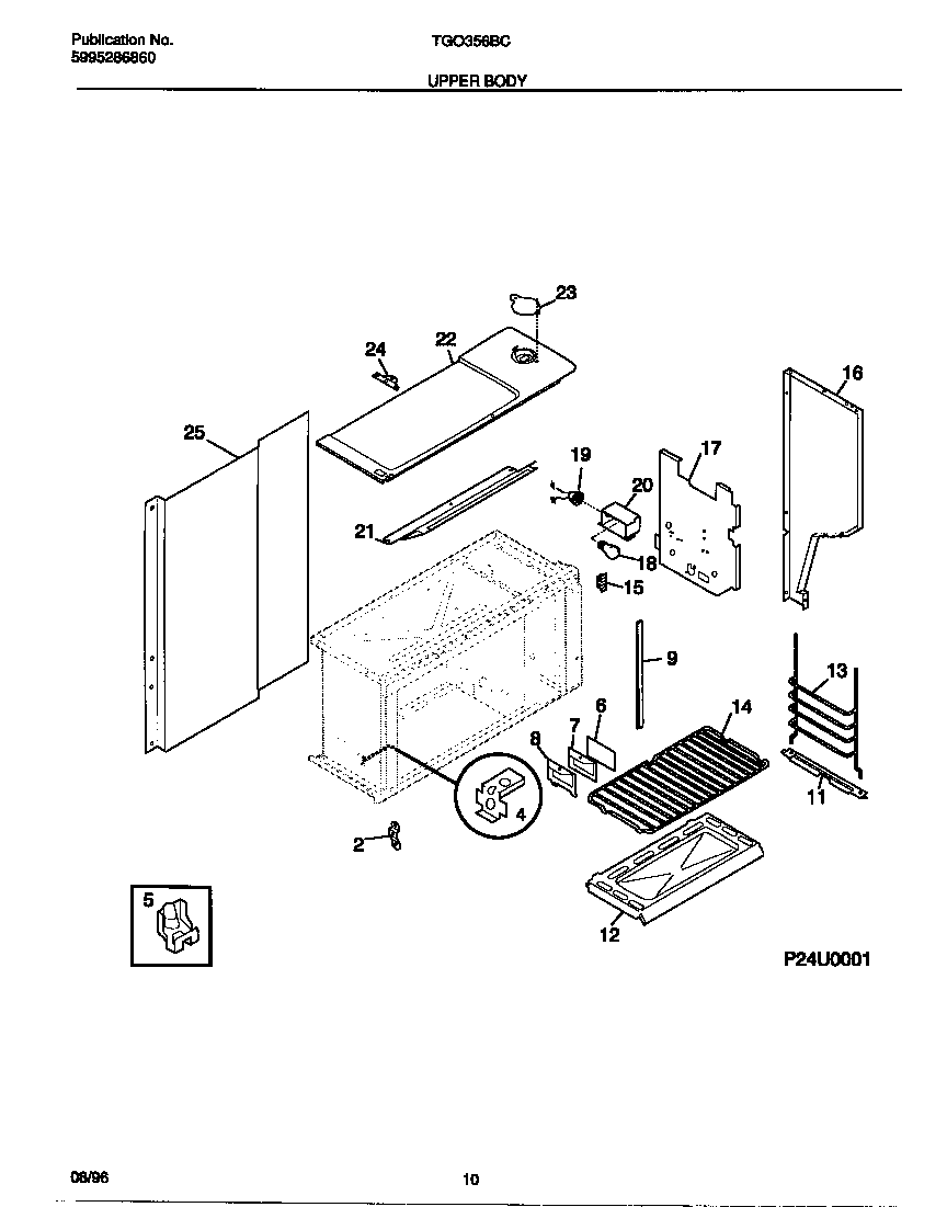Tappan TGO356BCWC upper body diagram