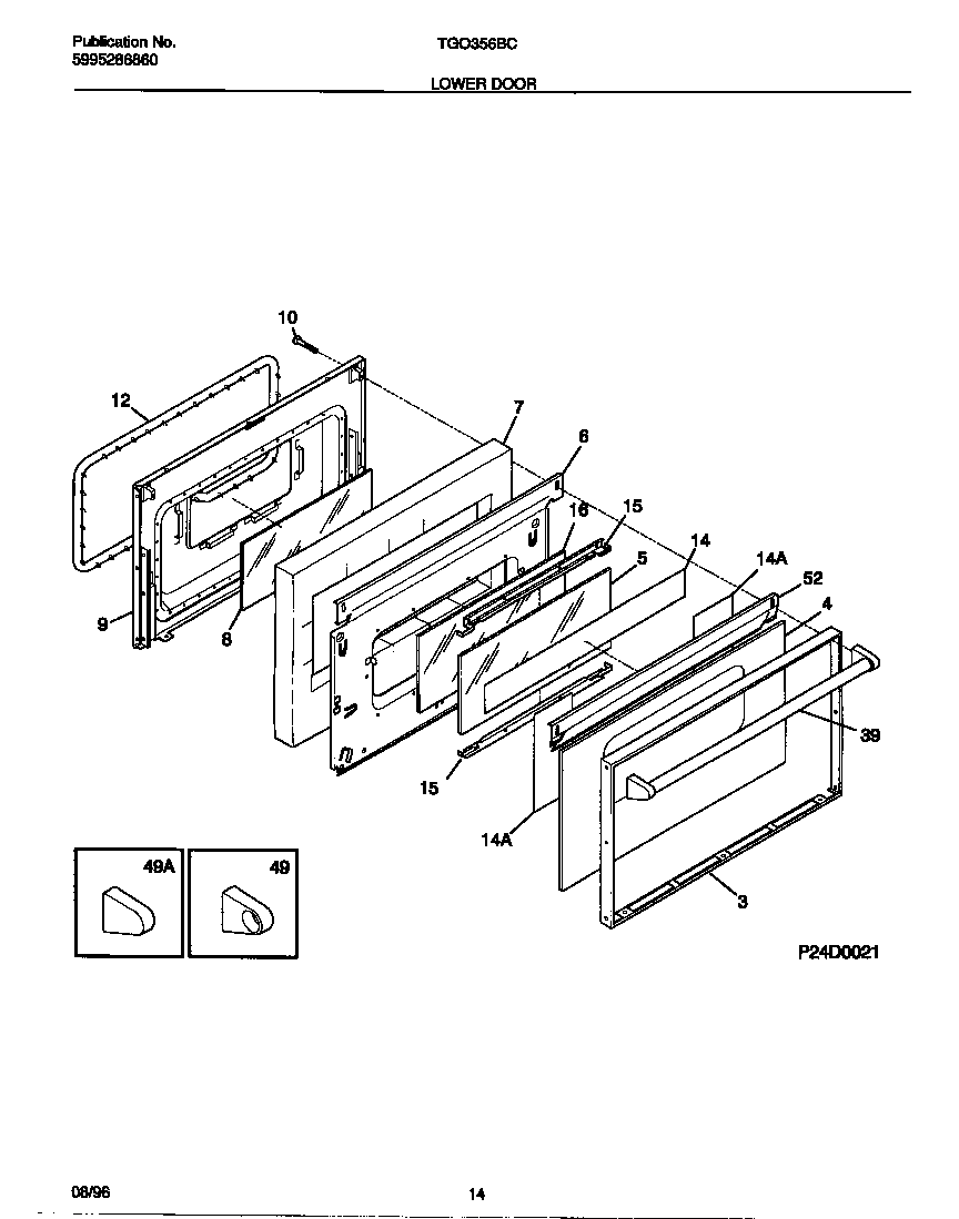 Tappan TGO356BCWC lower door diagram