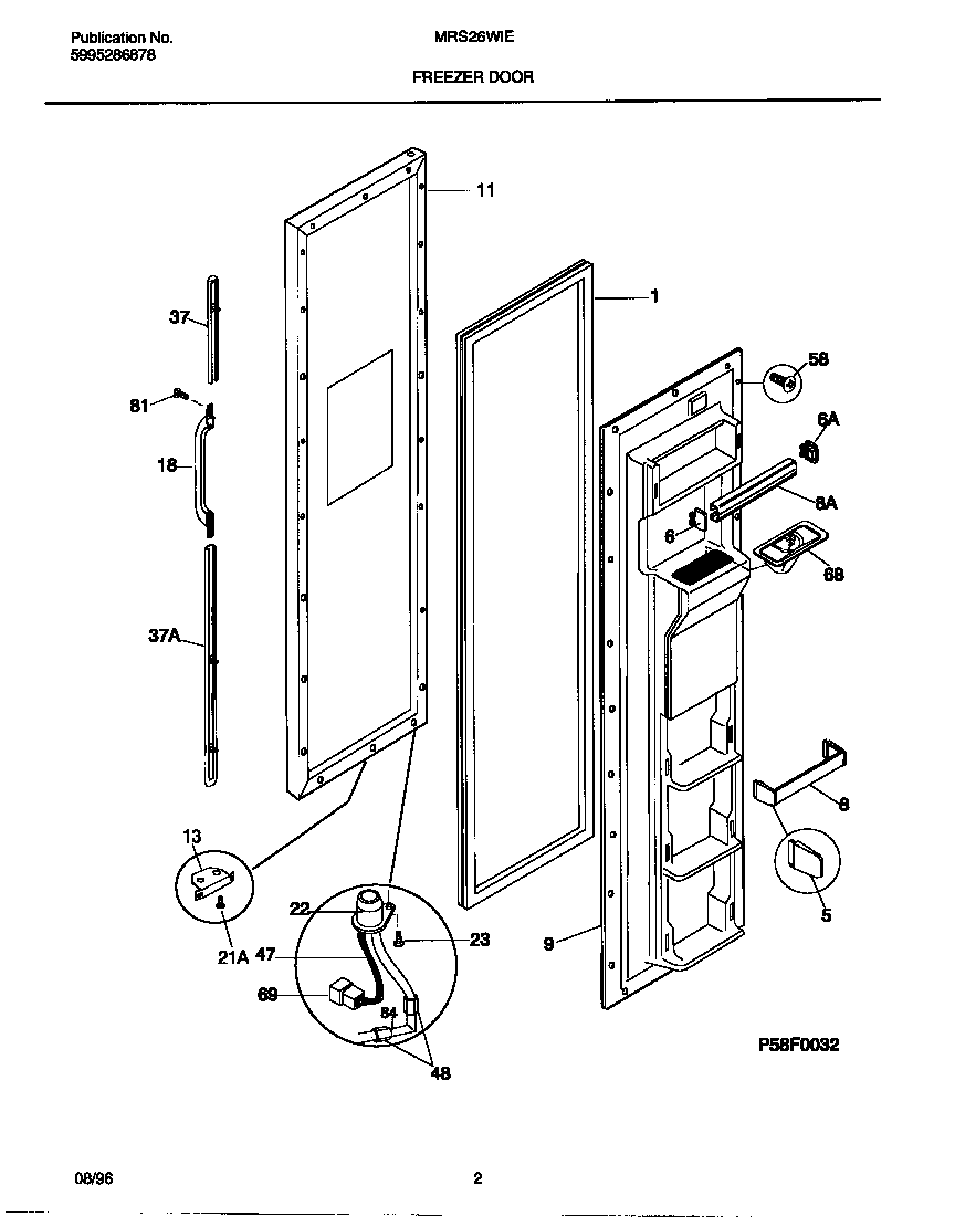 Universal/Multiflex (Frigidaire) MRS26WIED1 freezer door diagram