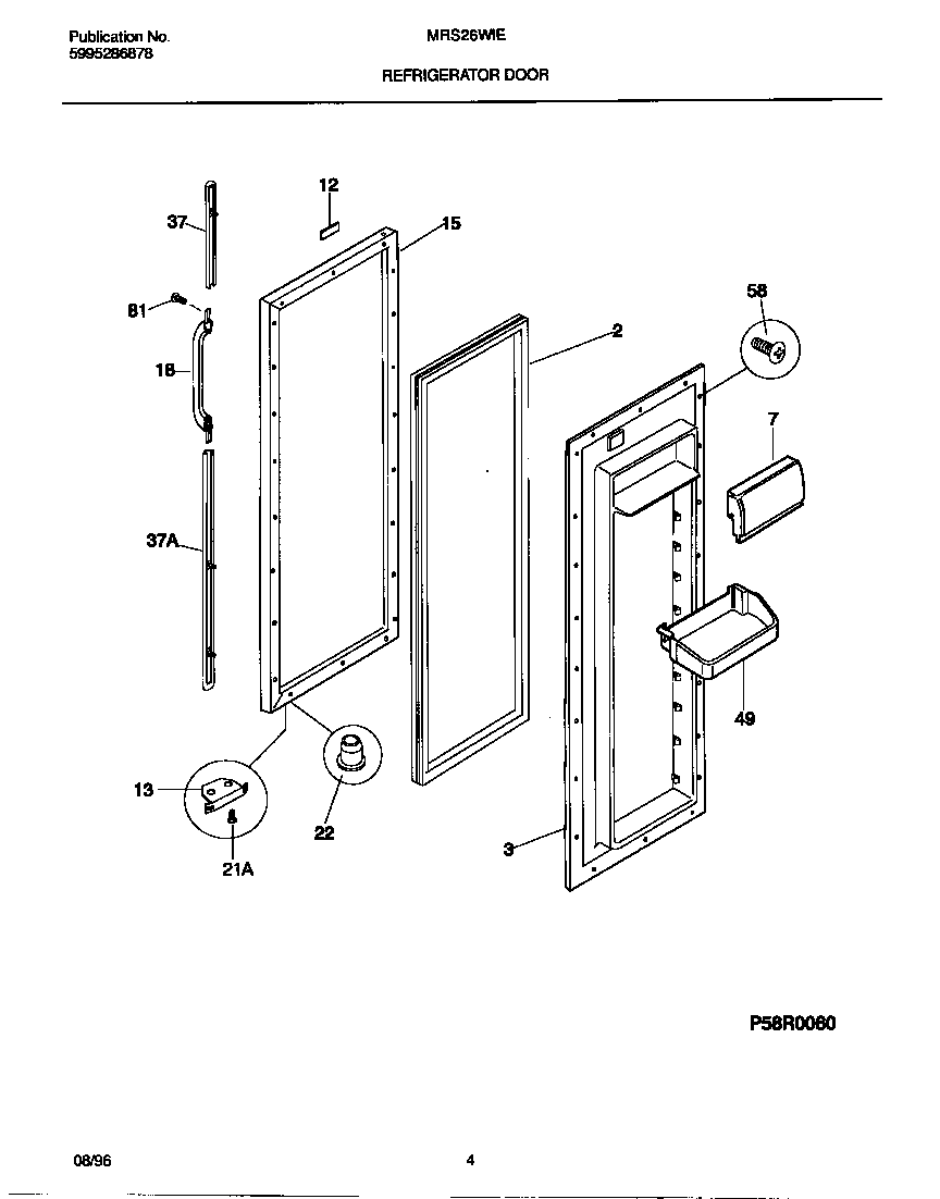 Universal/Multiflex (Frigidaire) MRS26WIED1 refrigerator door diagram