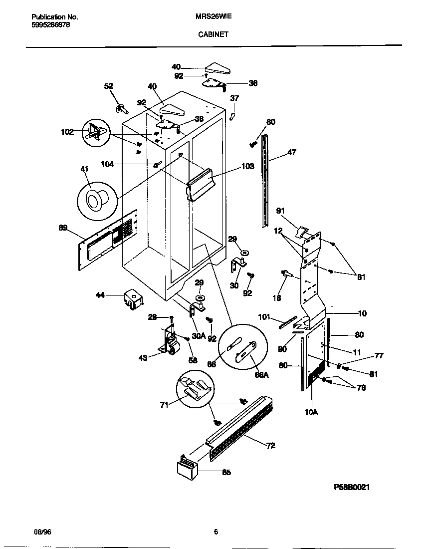 Universal/Multiflex (Frigidaire) MRS26WIED1 cabinet diagram