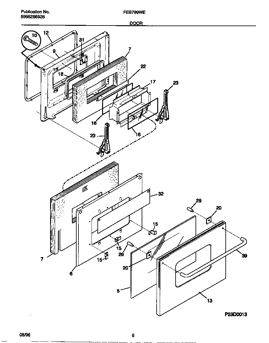 Frigidaire FEB789WESB door diagram