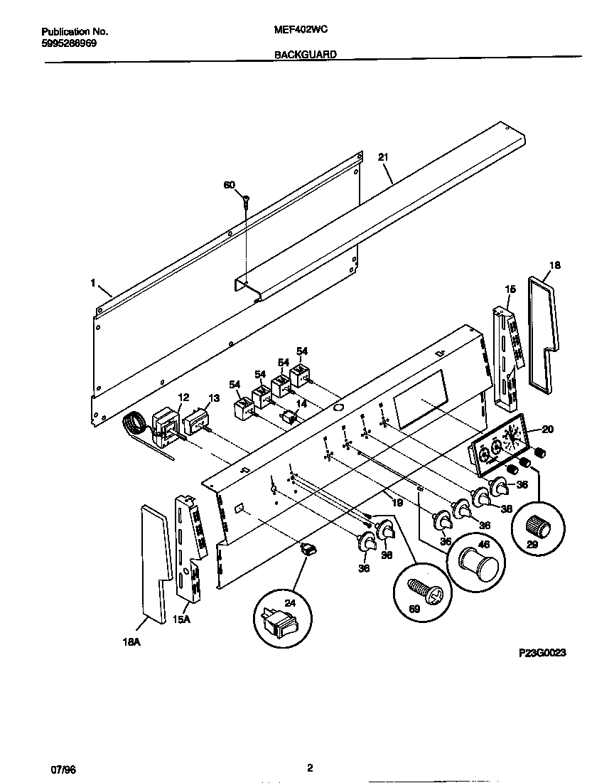 Universal/Multiflex (Frigidaire) MEF402WCW3 backguard diagram
