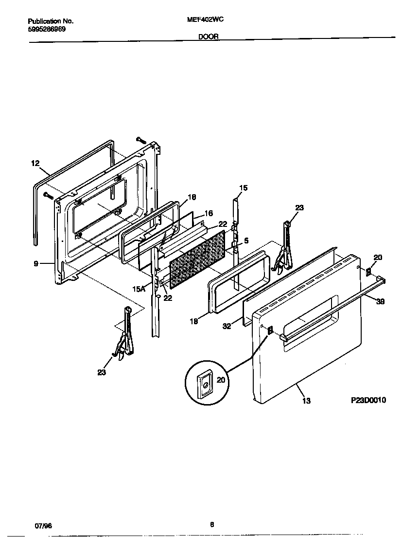 Universal/Multiflex (Frigidaire) MEF402WCW3 door diagram