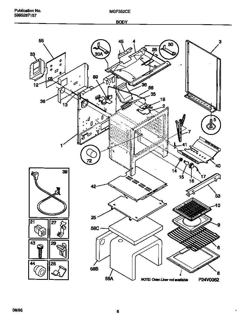 Universal/Multiflex (Frigidaire) MGF352CESB body diagram