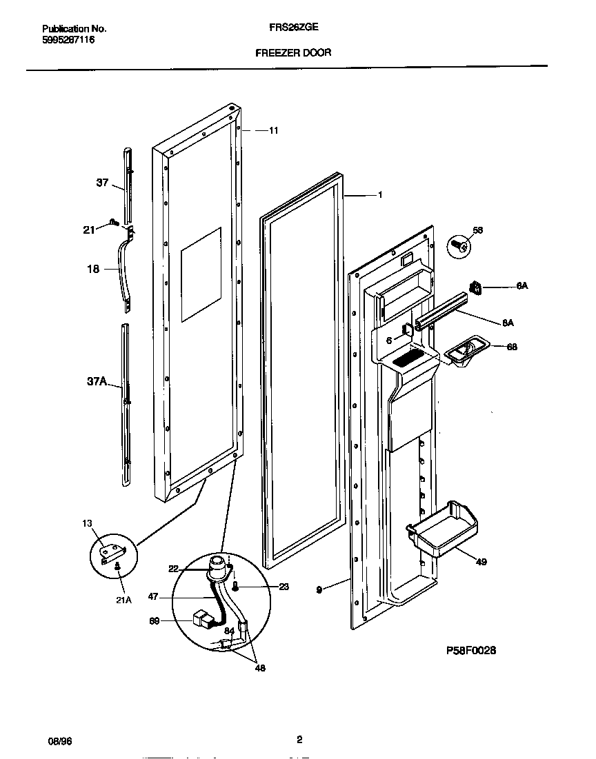 Frigidaire FRS28ZGEW1 freezer door diagram