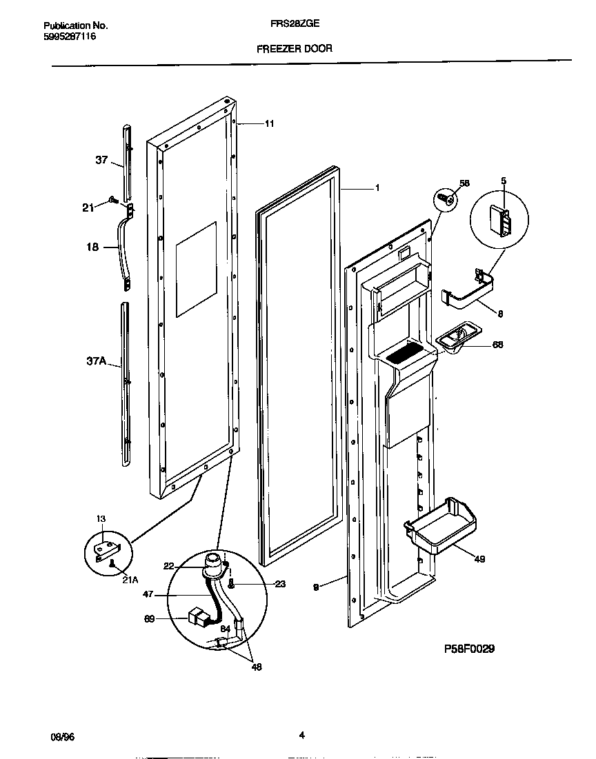 Frigidaire FRS28ZGEW1 freezer door diagram