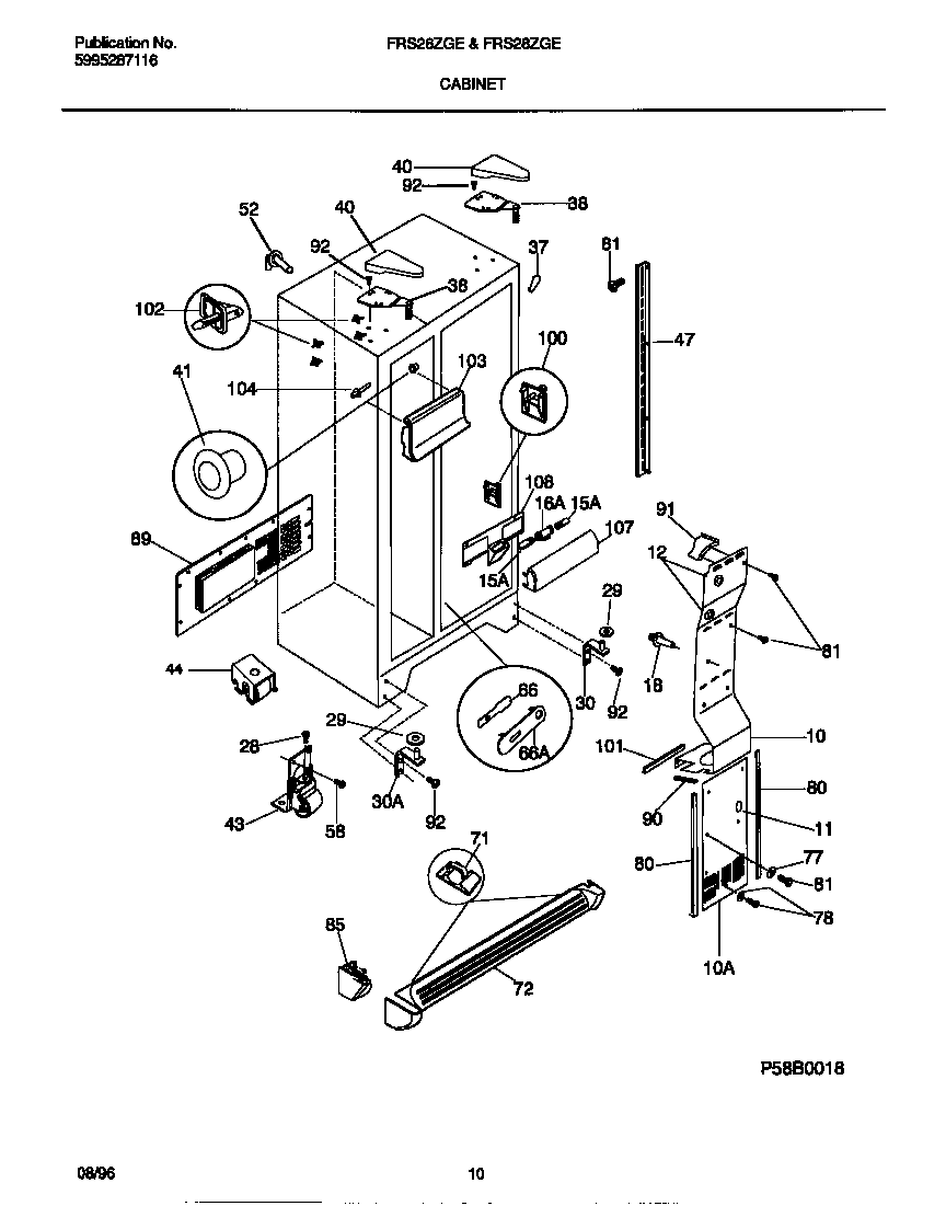 Frigidaire FRS28ZGEW1 cabinet diagram