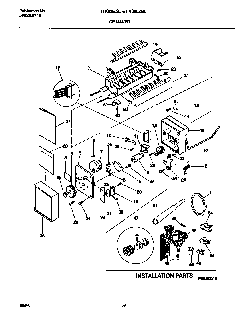 Frigidaire FRS28ZGEW1 ice maker diagram