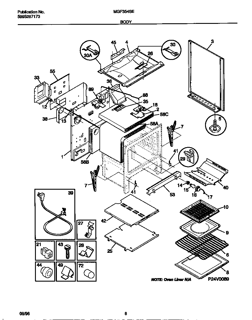 Universal/Multiflex (Frigidaire) MGF354SEWC body diagram