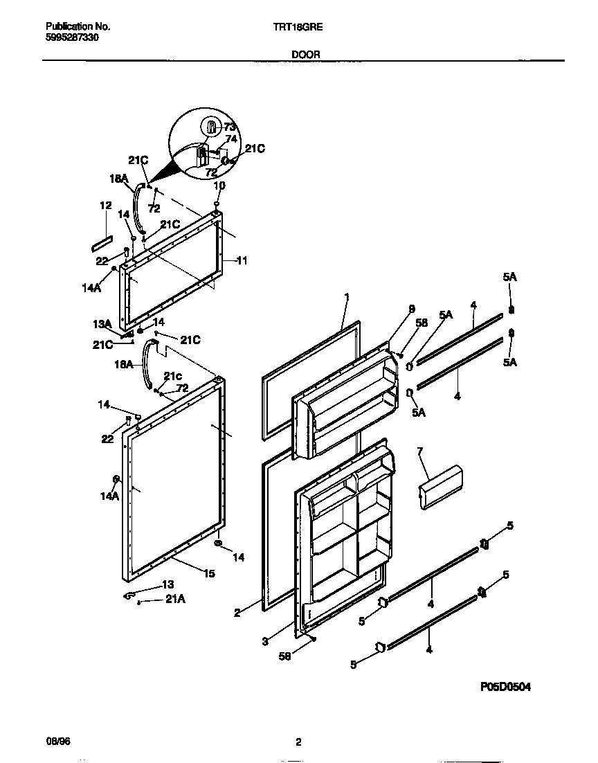 Tappan TRT18GREW0 door diagram