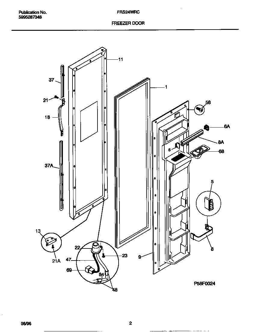 Frigidaire FRS24WRCW3 freezer door diagram