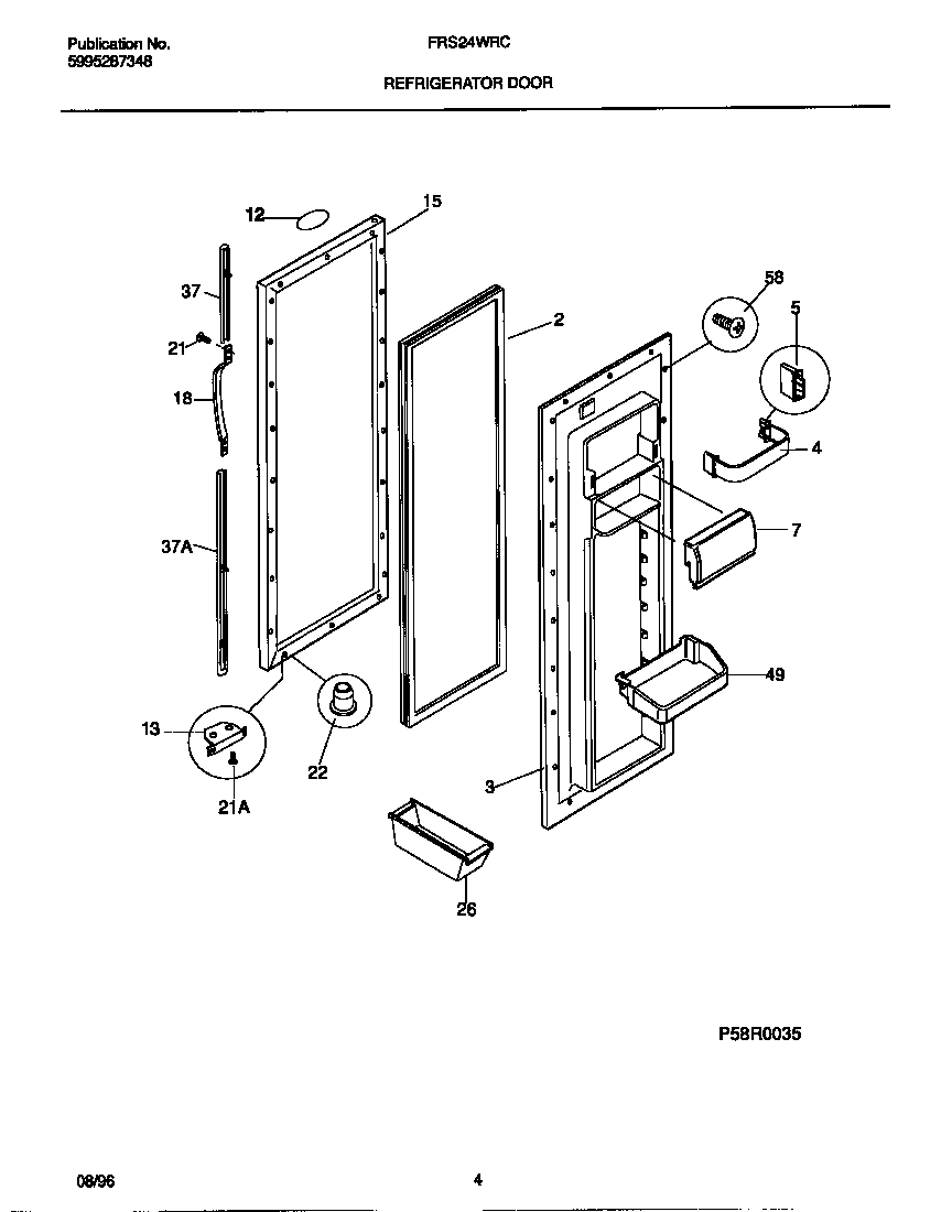 Frigidaire FRS24WRCW3 refrigerator door diagram
