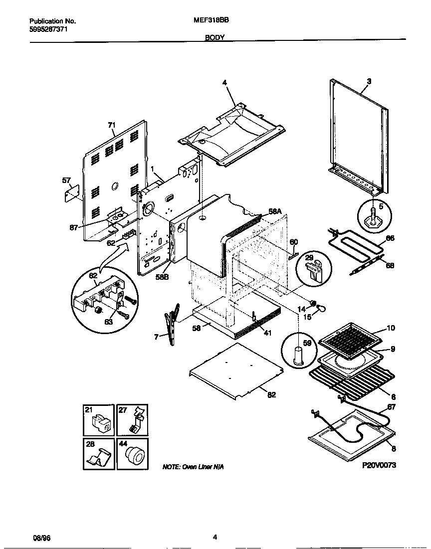 Universal/Multiflex (Frigidaire) MEF318BBDD body diagram