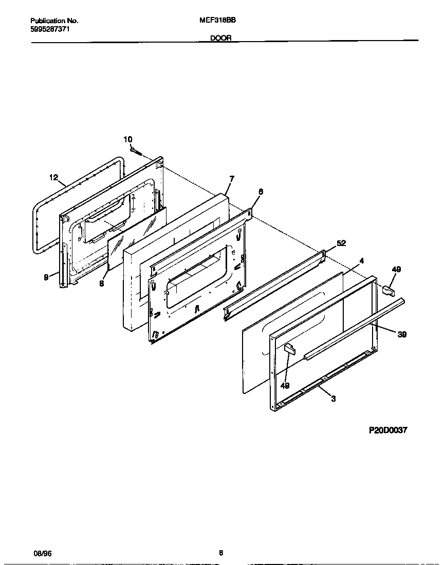 Universal/Multiflex (Frigidaire) MEF318BBDD door diagram