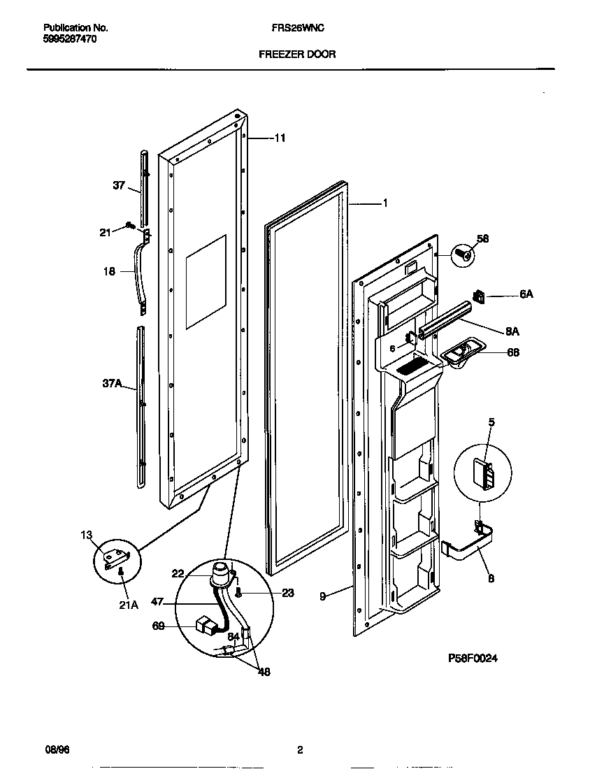 Frigidaire FRS26WNCW3 freezer door diagram