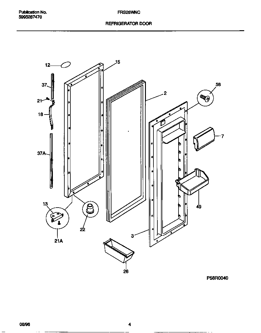 Frigidaire FRS26WNCW3 refrigerator door diagram