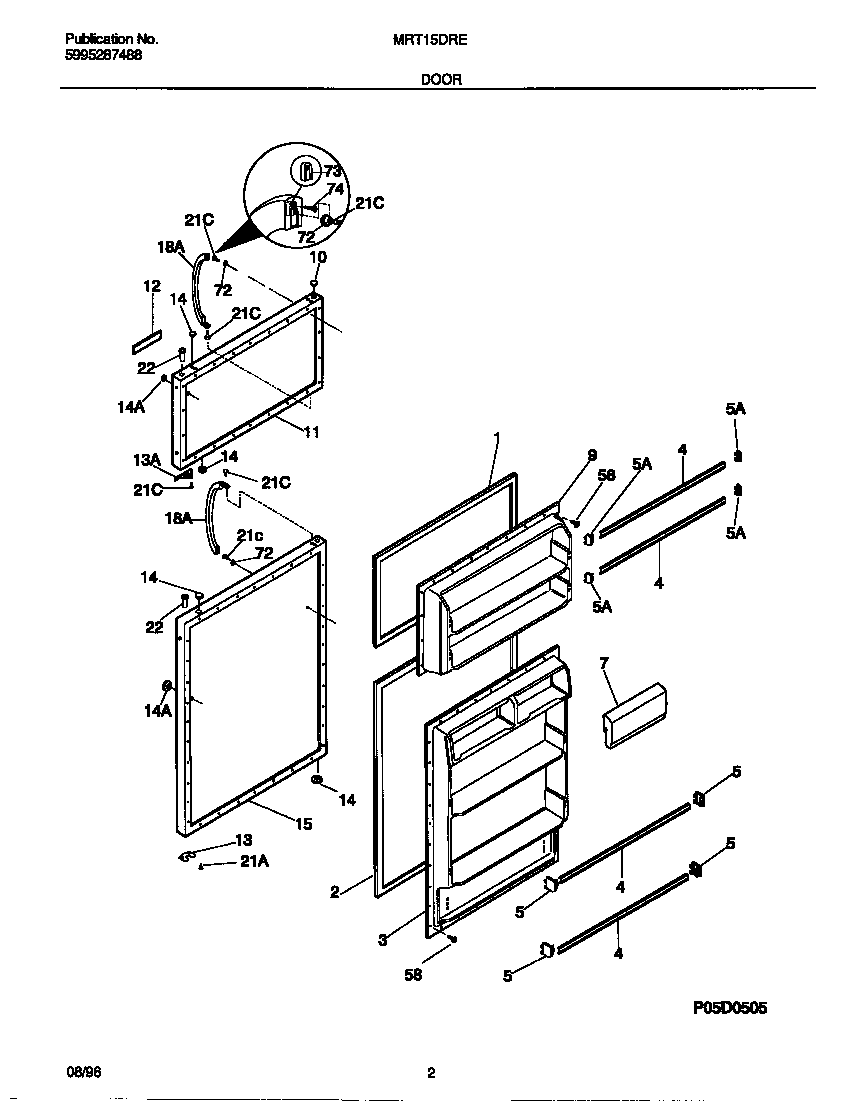 Universal/Multiflex (Frigidaire) MRT15DREW1 door diagram