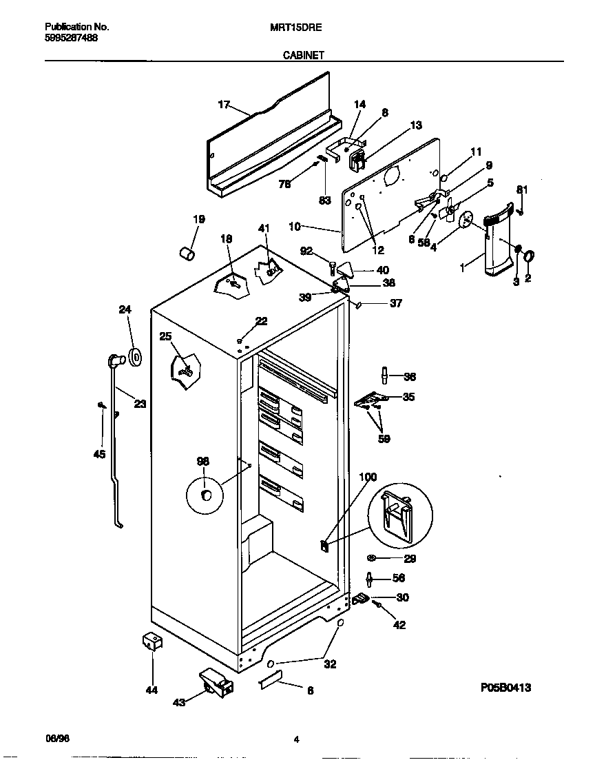 Universal/Multiflex (Frigidaire) MRT15DREW1 cabinet diagram