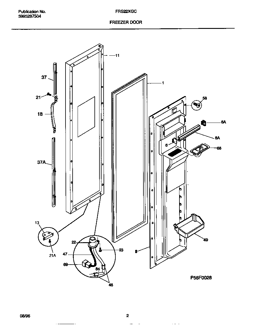 Frigidaire FRS22XGCB3 freezer door diagram