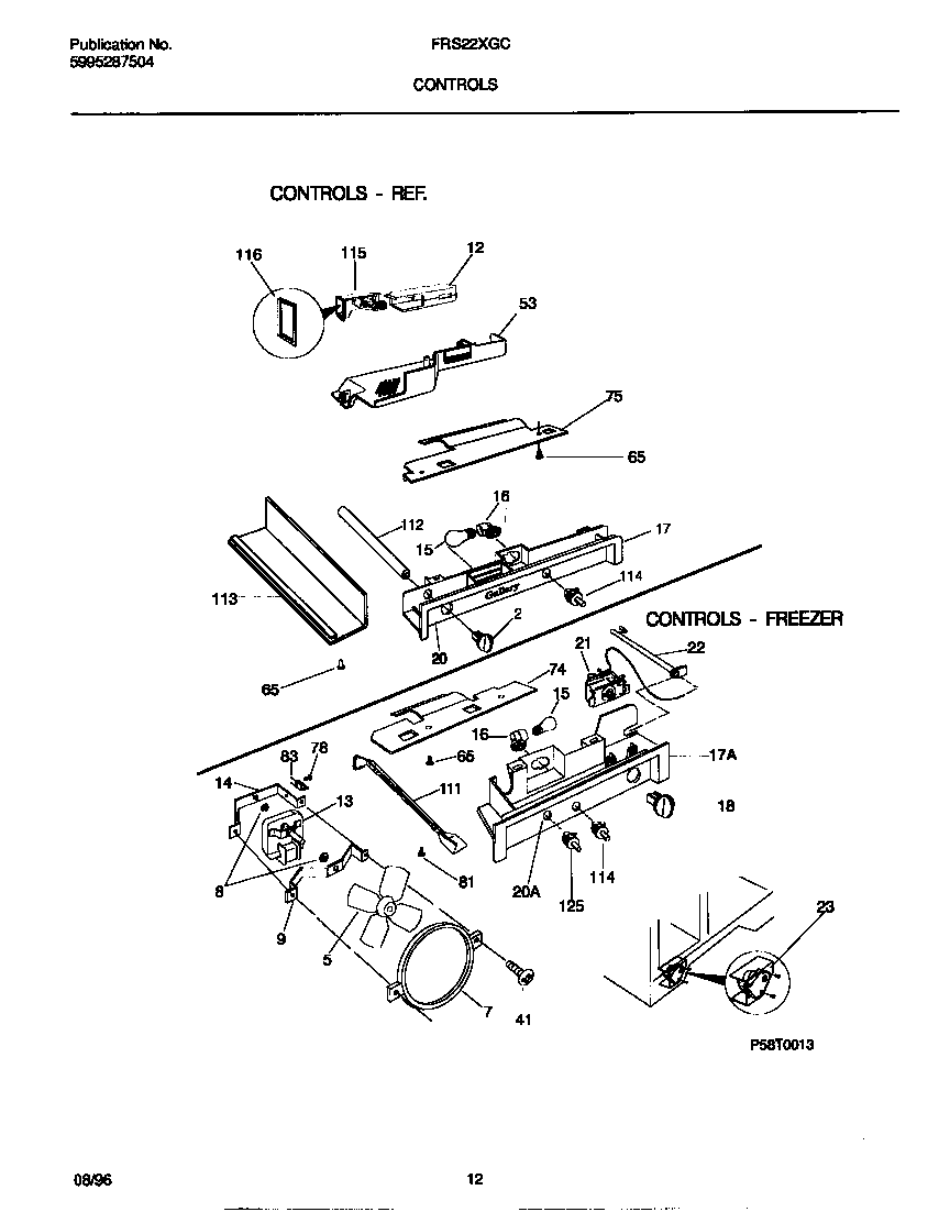 Frigidaire FRS22XGCB3 controls diagram