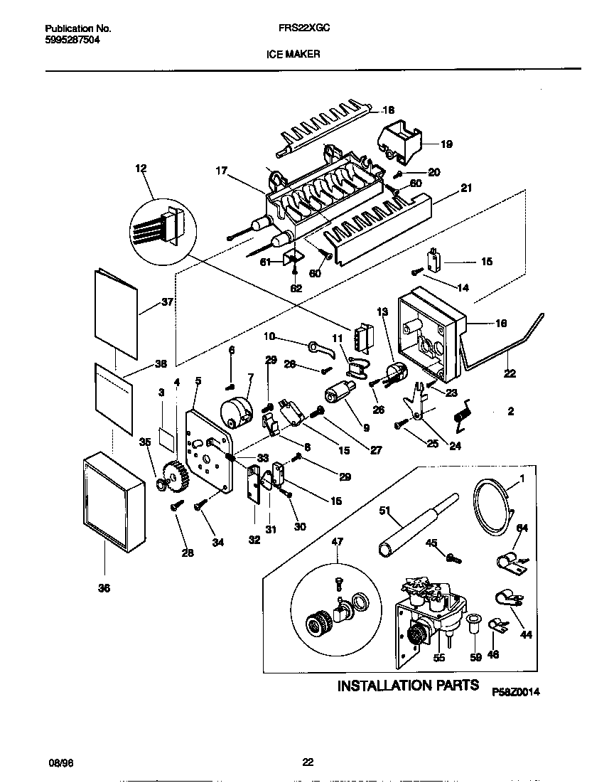 Frigidaire FRS22XGCB3 ice maker diagram