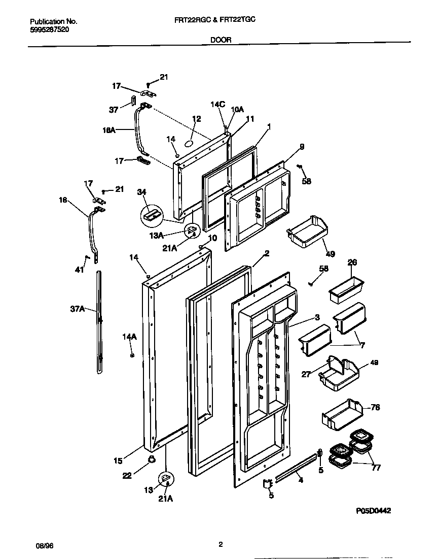 Frigidaire FRT22TGCD3 door diagram