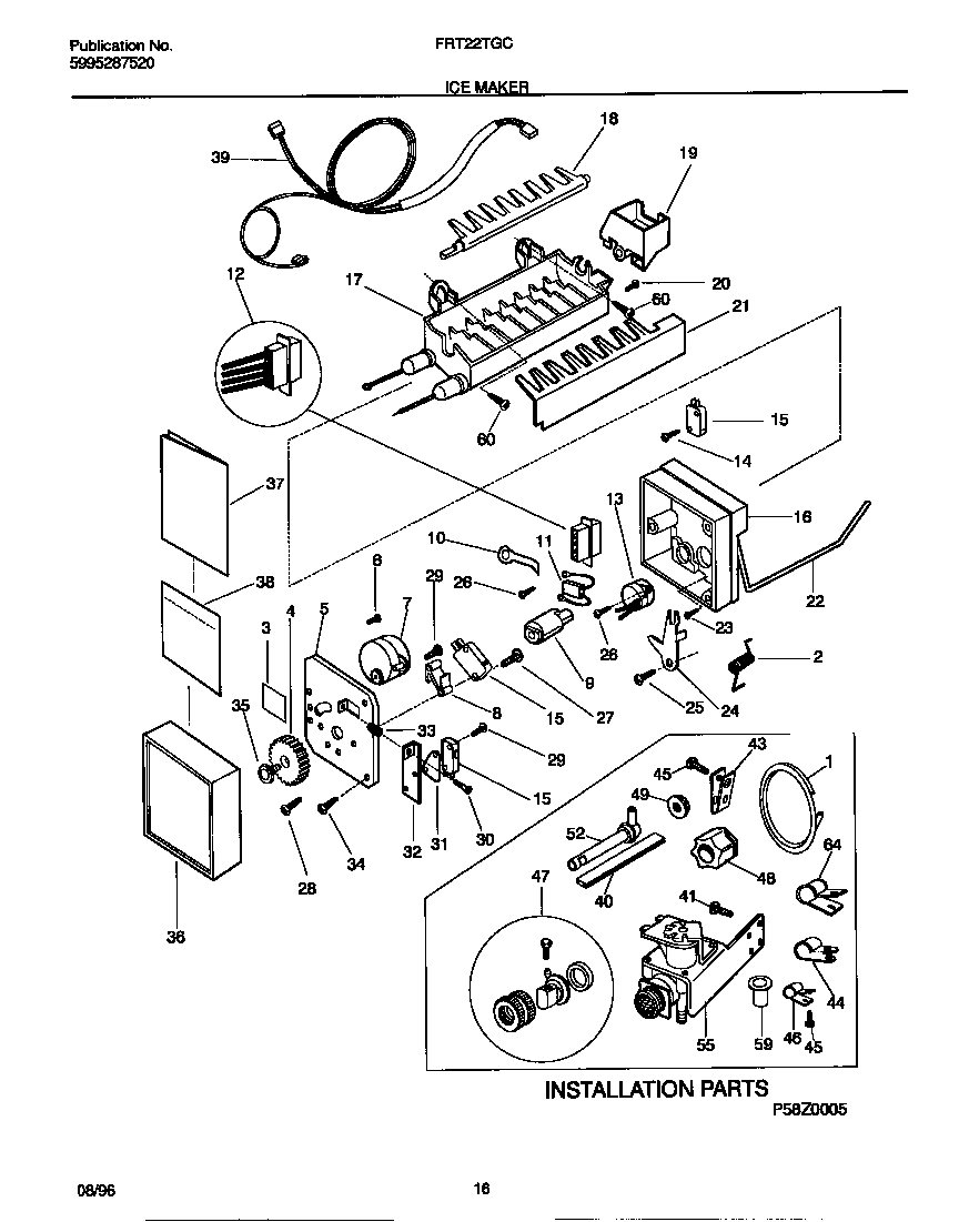 Frigidaire FRT22TGCD3 ice maker diagram