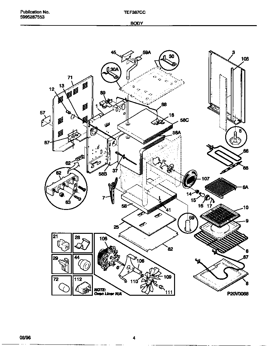 Tappan TEF387CCTC body diagram