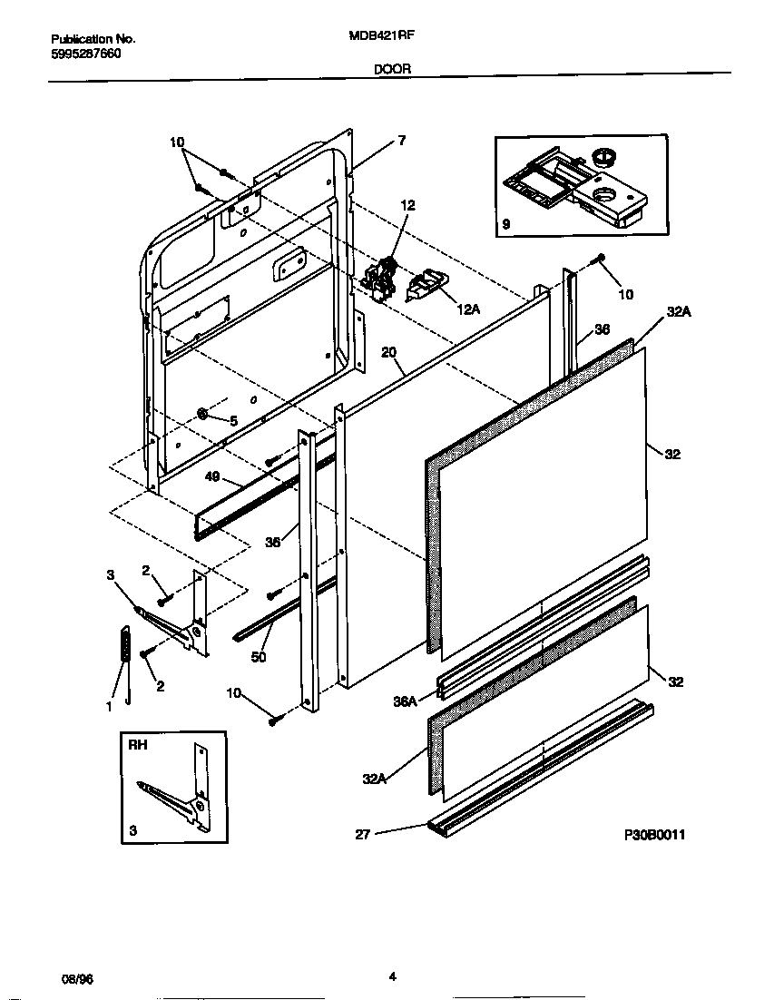 Universal/Multiflex (Frigidaire) MDB421RFR0 door diagram