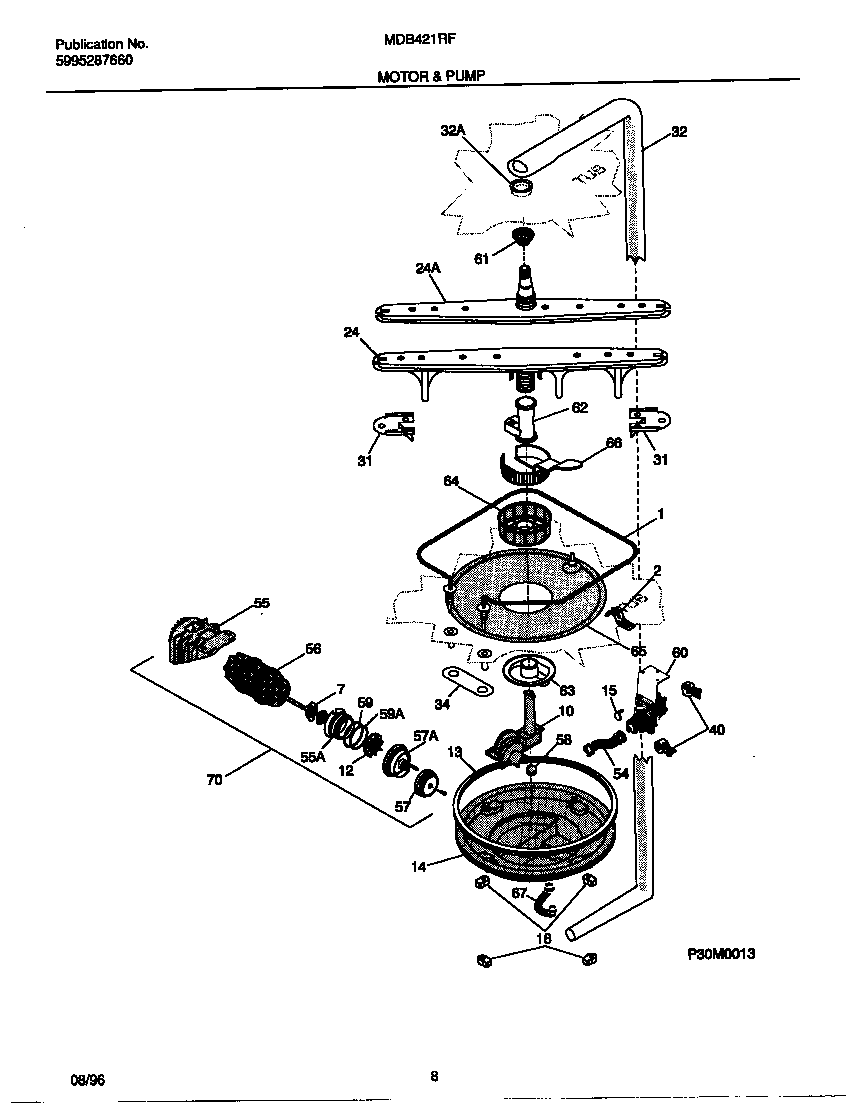 Universal/Multiflex (Frigidaire) MDB421RFR0 motor & pump diagram