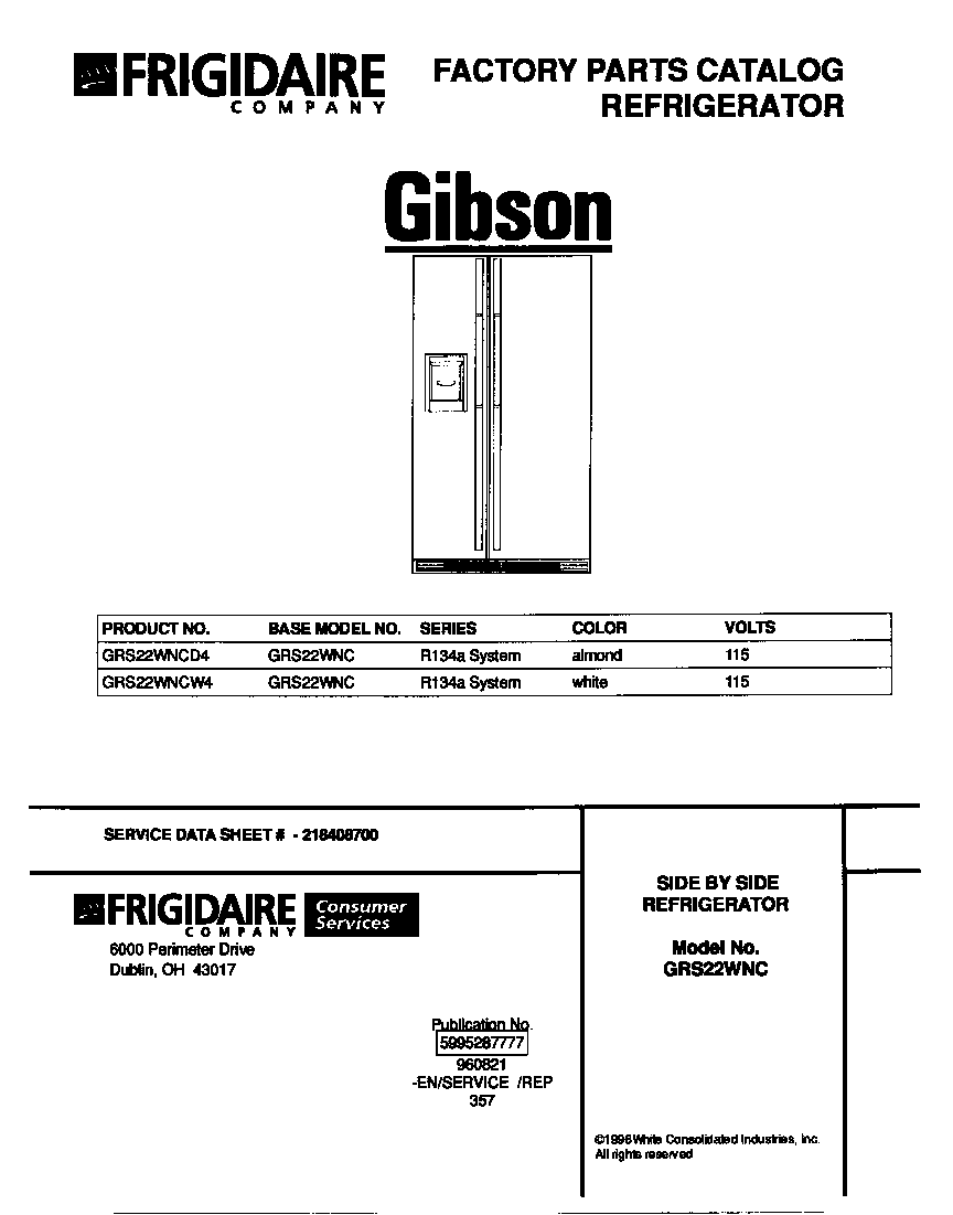 Gibson GRS22WNCW4 cover diagram
