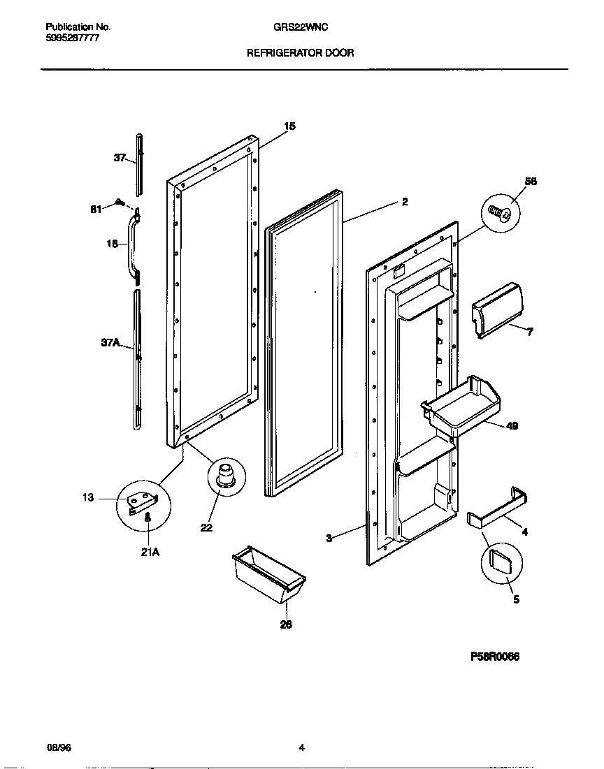 Gibson GRS22WNCW4 refrigerator door diagram