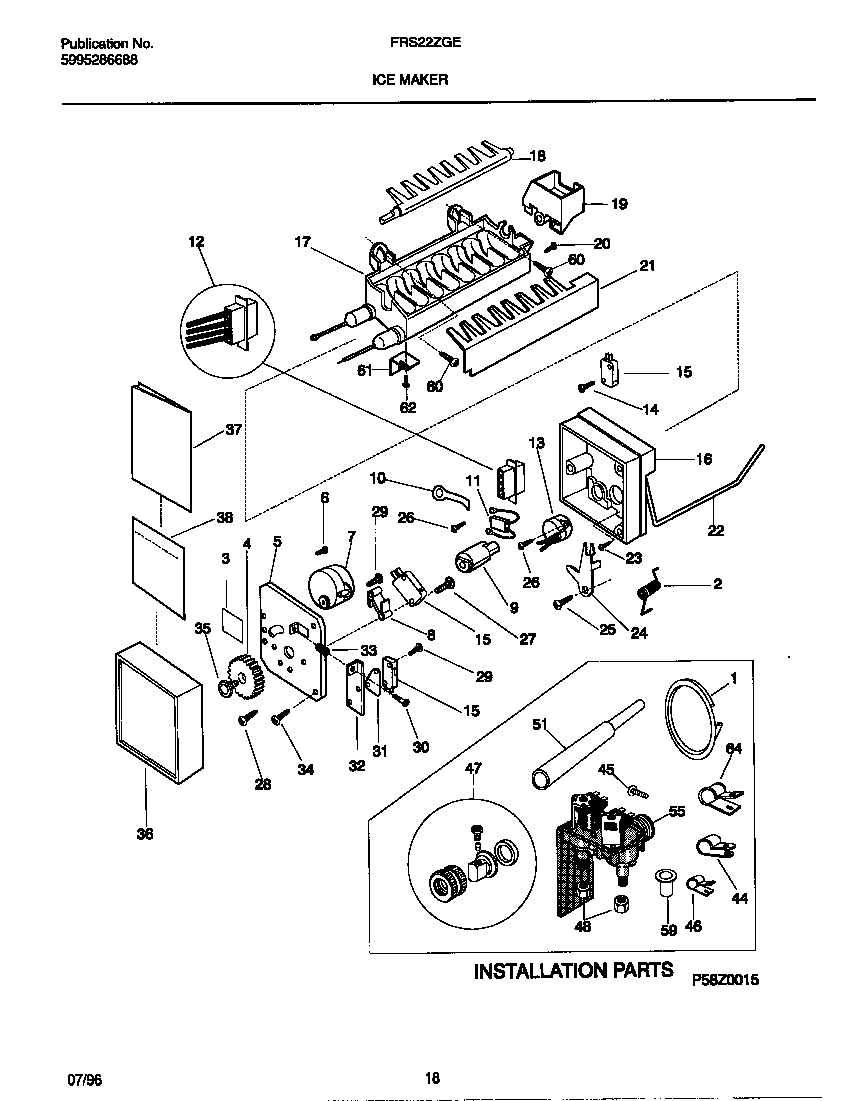Frigidaire FRS22ZGEW0 ice maker diagram