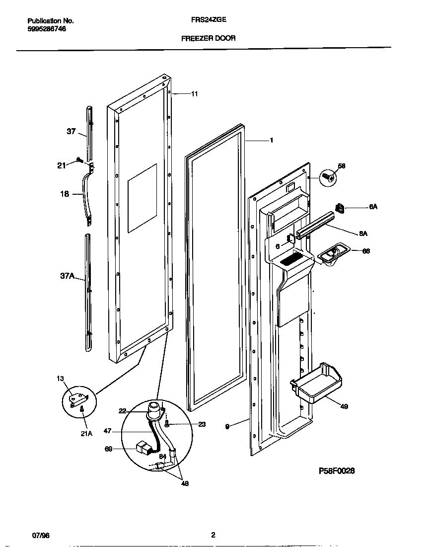 Frigidaire FRS24ZGEB0 freezer door diagram