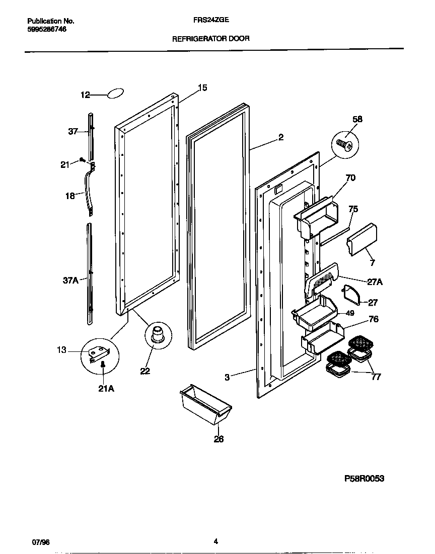 Frigidaire FRS24ZGEB0 refrigerator door diagram