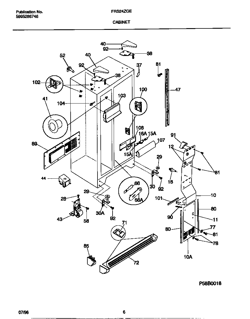 Frigidaire FRS24ZGEB0 cabinet diagram