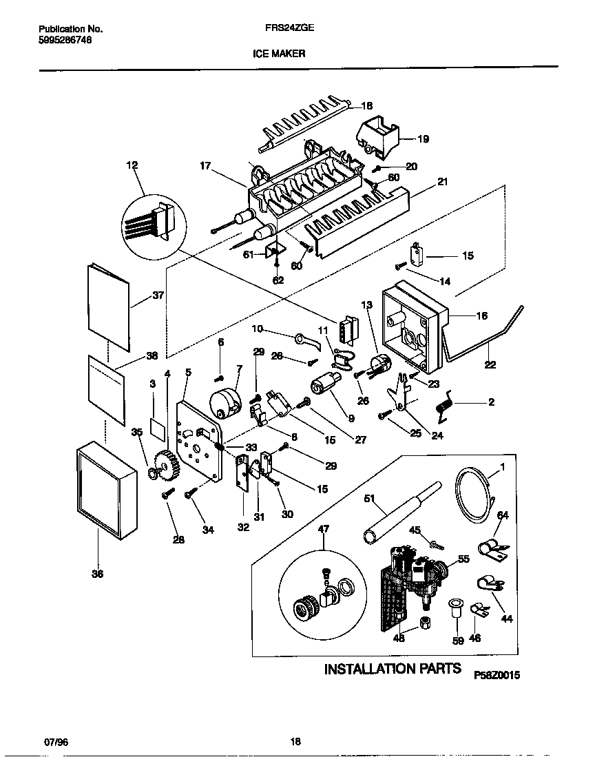 Frigidaire FRS24ZGEB0 ice maker diagram