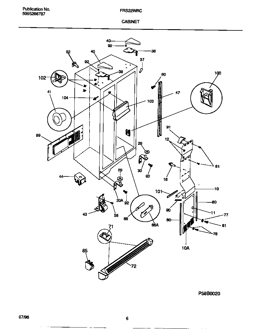 Frigidaire FRS22WRCW3 cabinet diagram