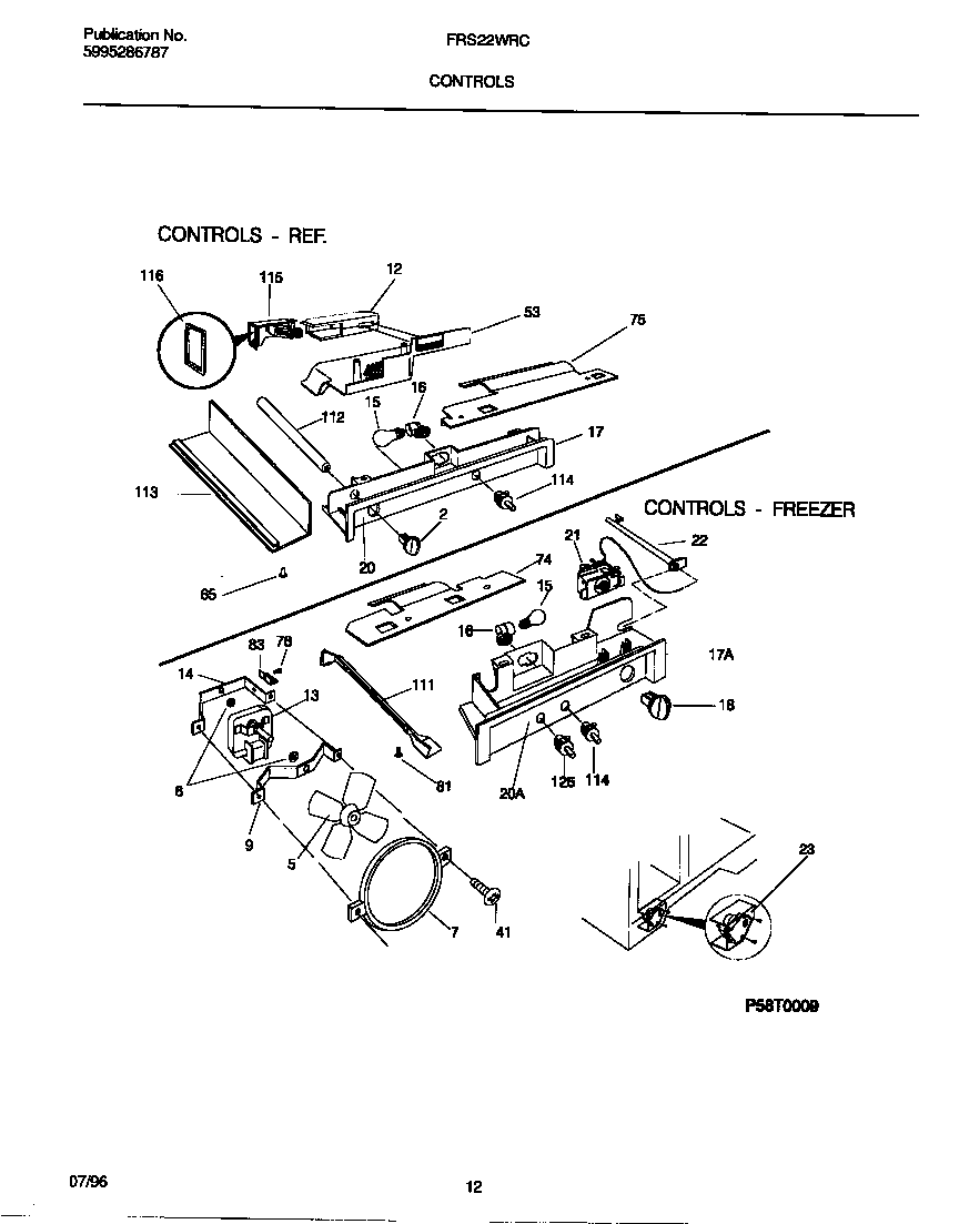 Frigidaire FRS22WRCW3 controls diagram
