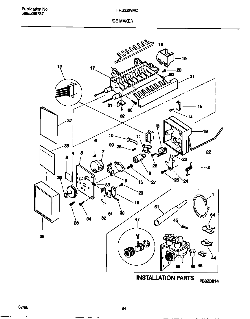Frigidaire FRS22WRCW3 ice maker diagram