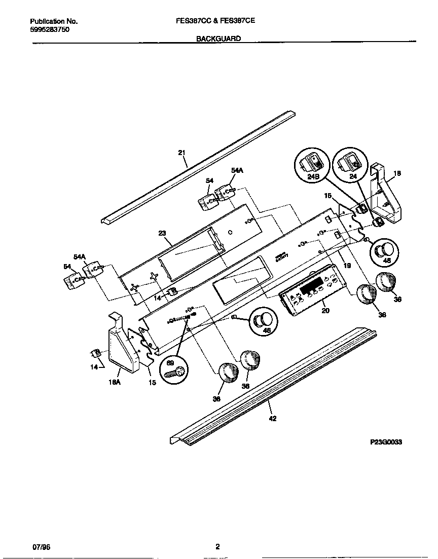 Frigidaire FES387CESA backguard diagram