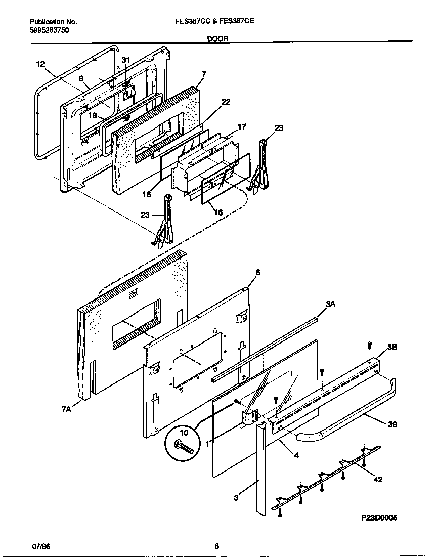 Frigidaire FES387CESA door diagram