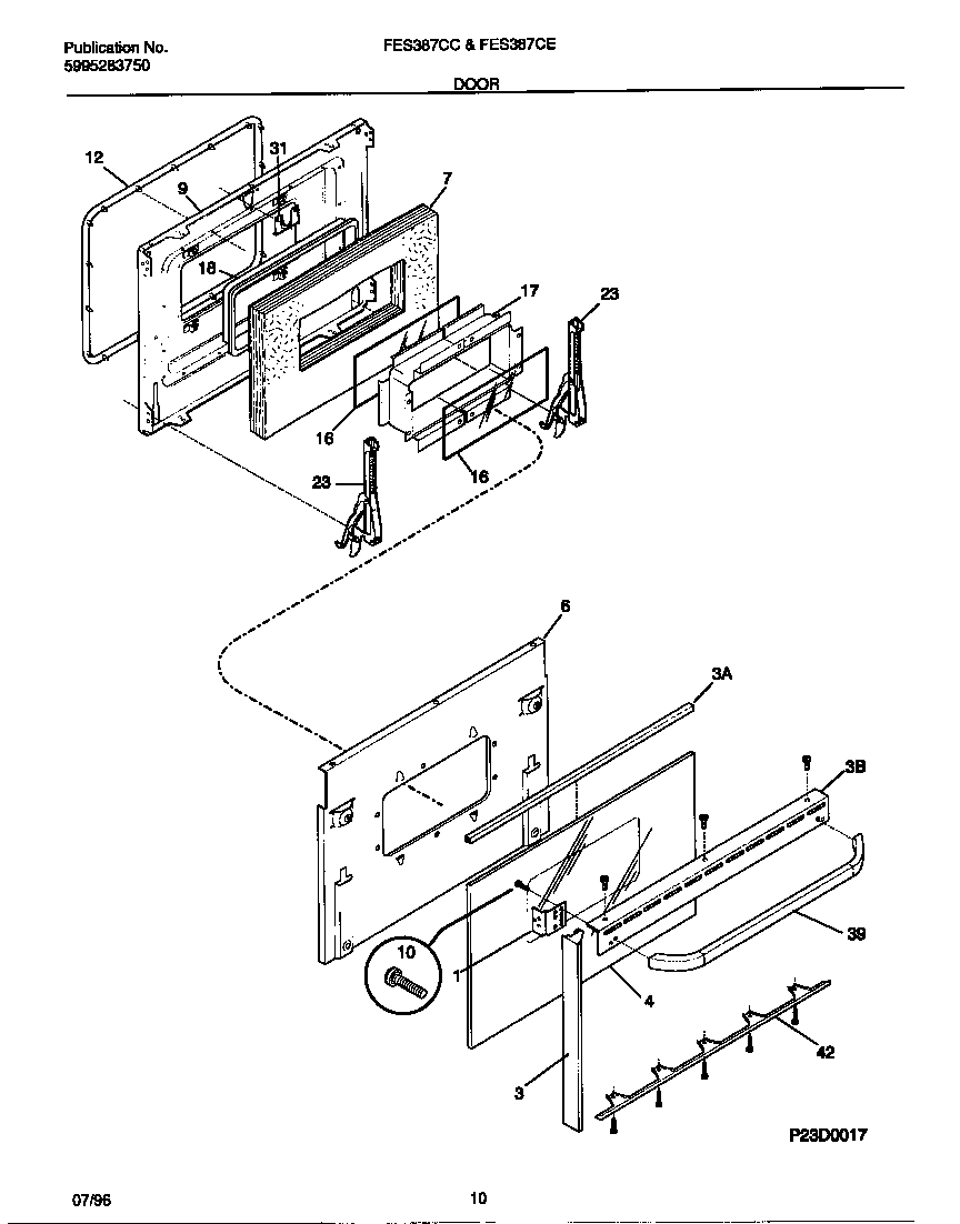 Frigidaire FES387CESA door diagram