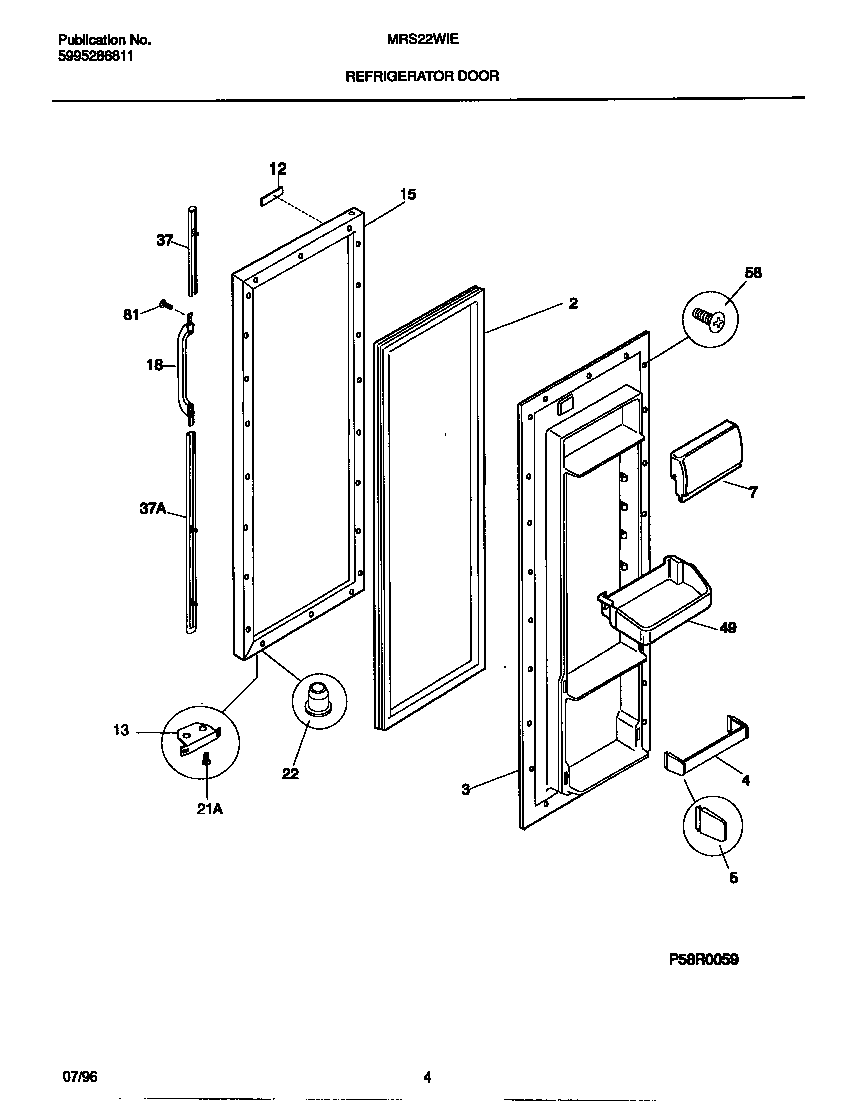 Universal/Multiflex (Frigidaire) MRS22WIED1 refrigerator door diagram