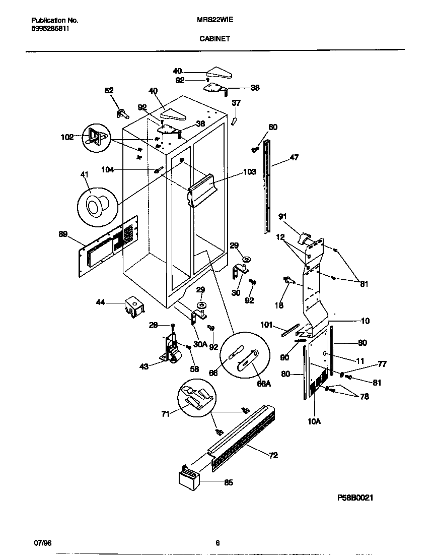 Universal/Multiflex (Frigidaire) MRS22WIED1 cabinet diagram