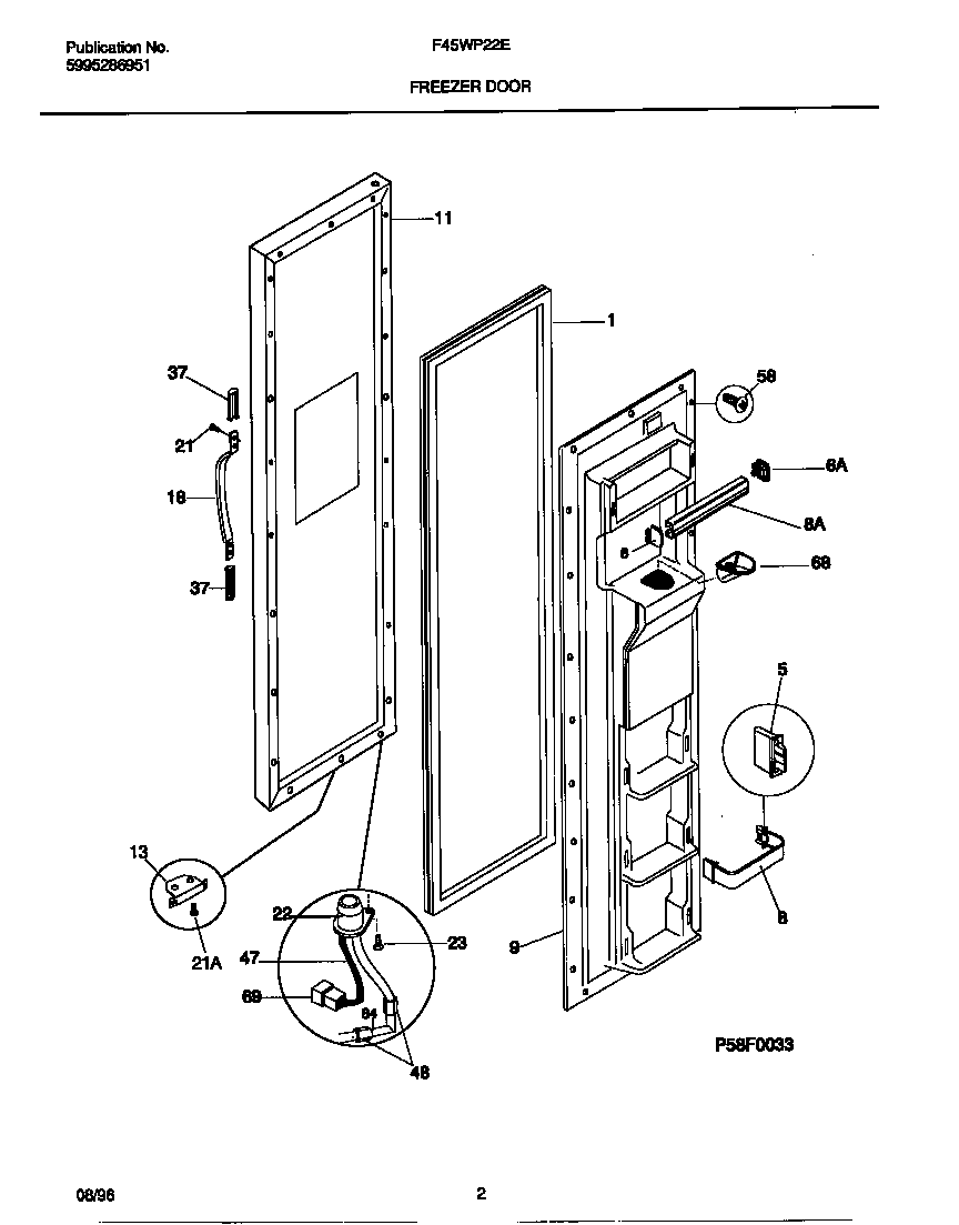 Frigidaire F45WP22EW0 freezer door diagram