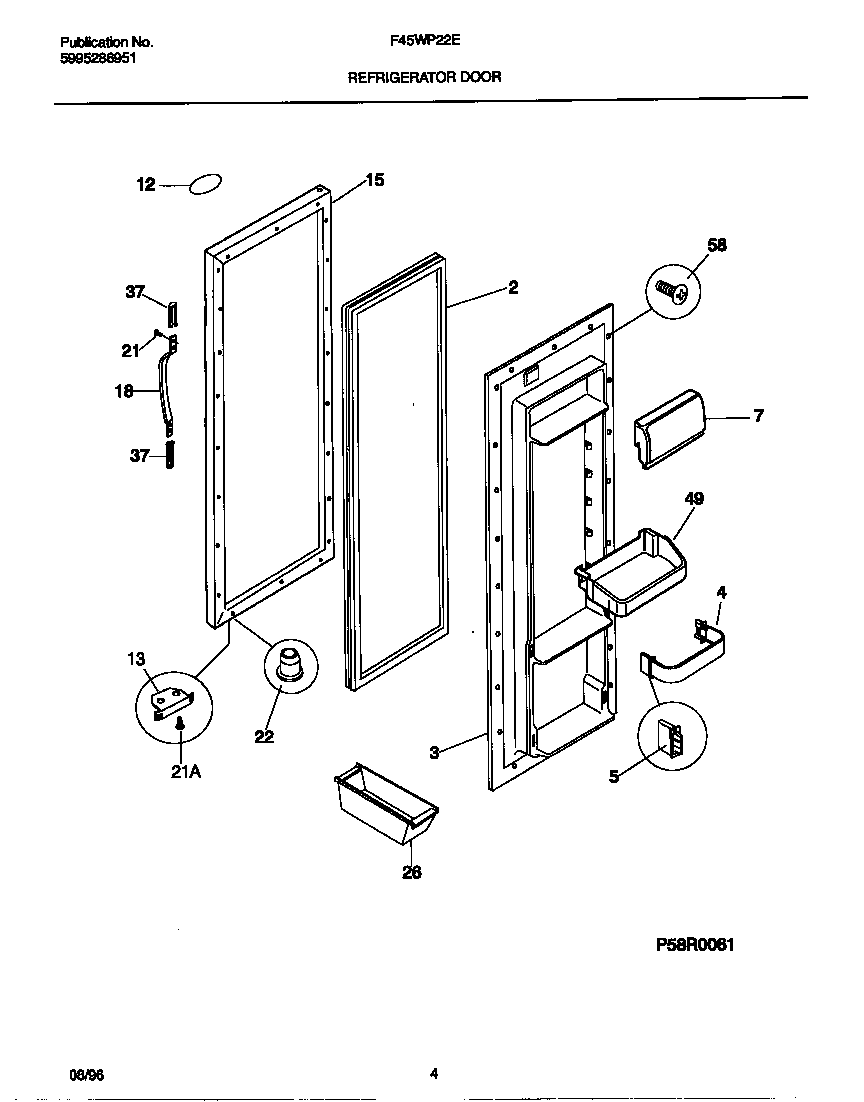 Frigidaire F45WP22EW0 refrigerator door diagram