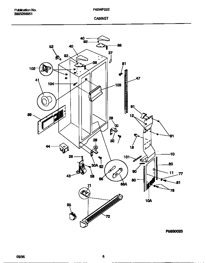 Frigidaire F45WP22EW0 cabinet diagram